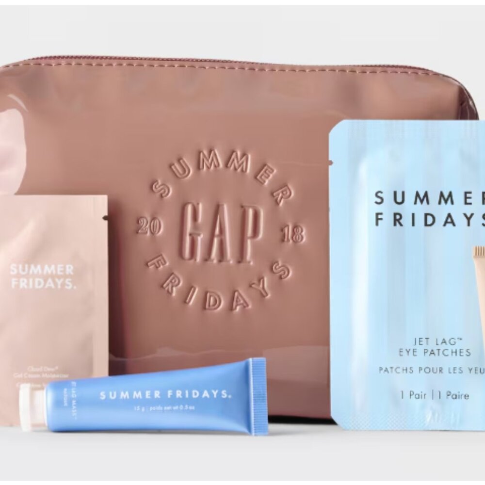 NWT Gap X Summer Fridays Makeup Pouch + Products